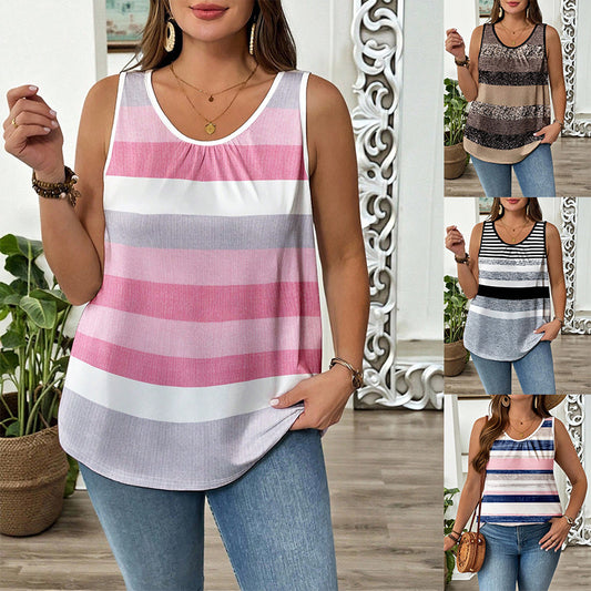 Women's Striped Casual Crew-Neck Top