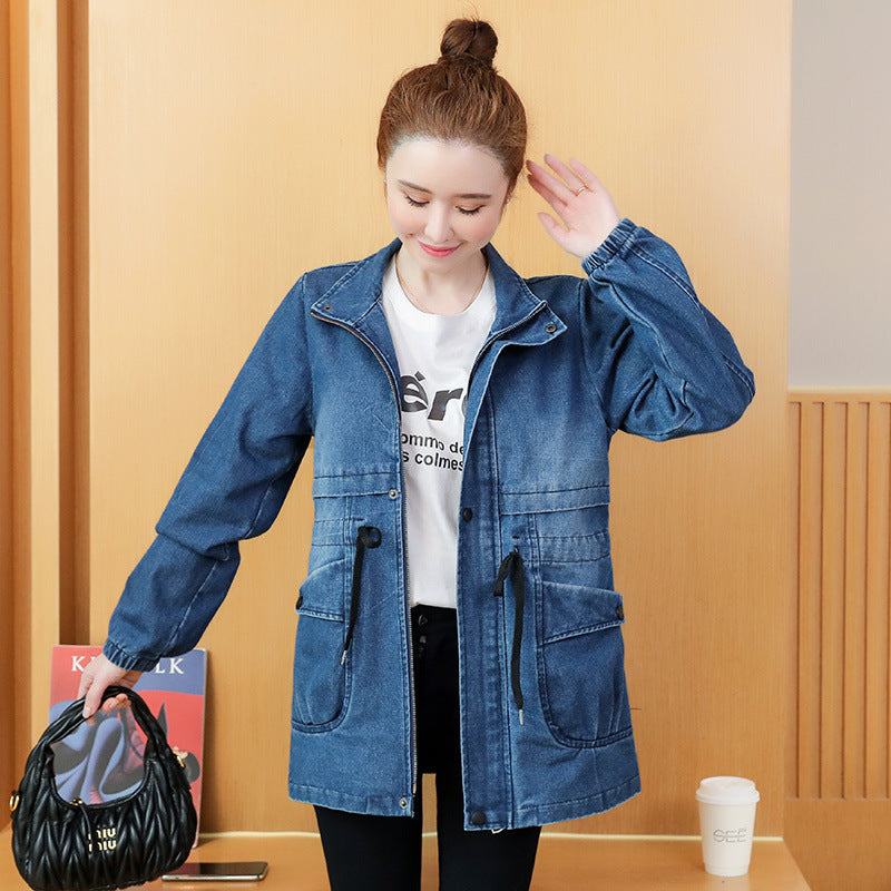 Loose-fitting Thickened Hooded Thermal-lined Denim Cotton-padded Short Jacket