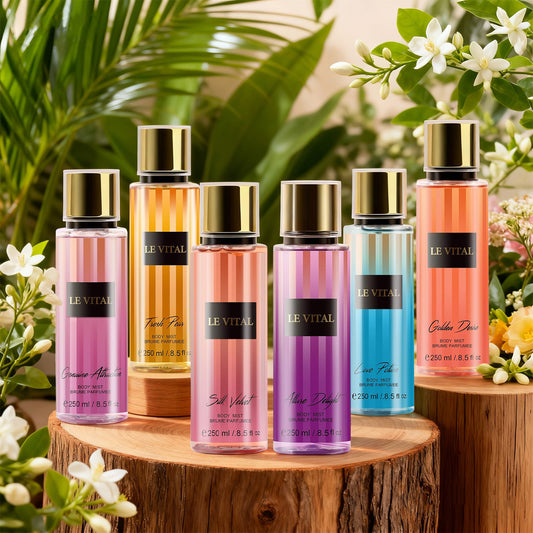 Body Mist - Golden Desire&Body Mist -Genuine Attraction&Body Mist - Allure Delight&Body Mist - Fresh Pear, 8.5fl.oz, 250ml, 12 Master