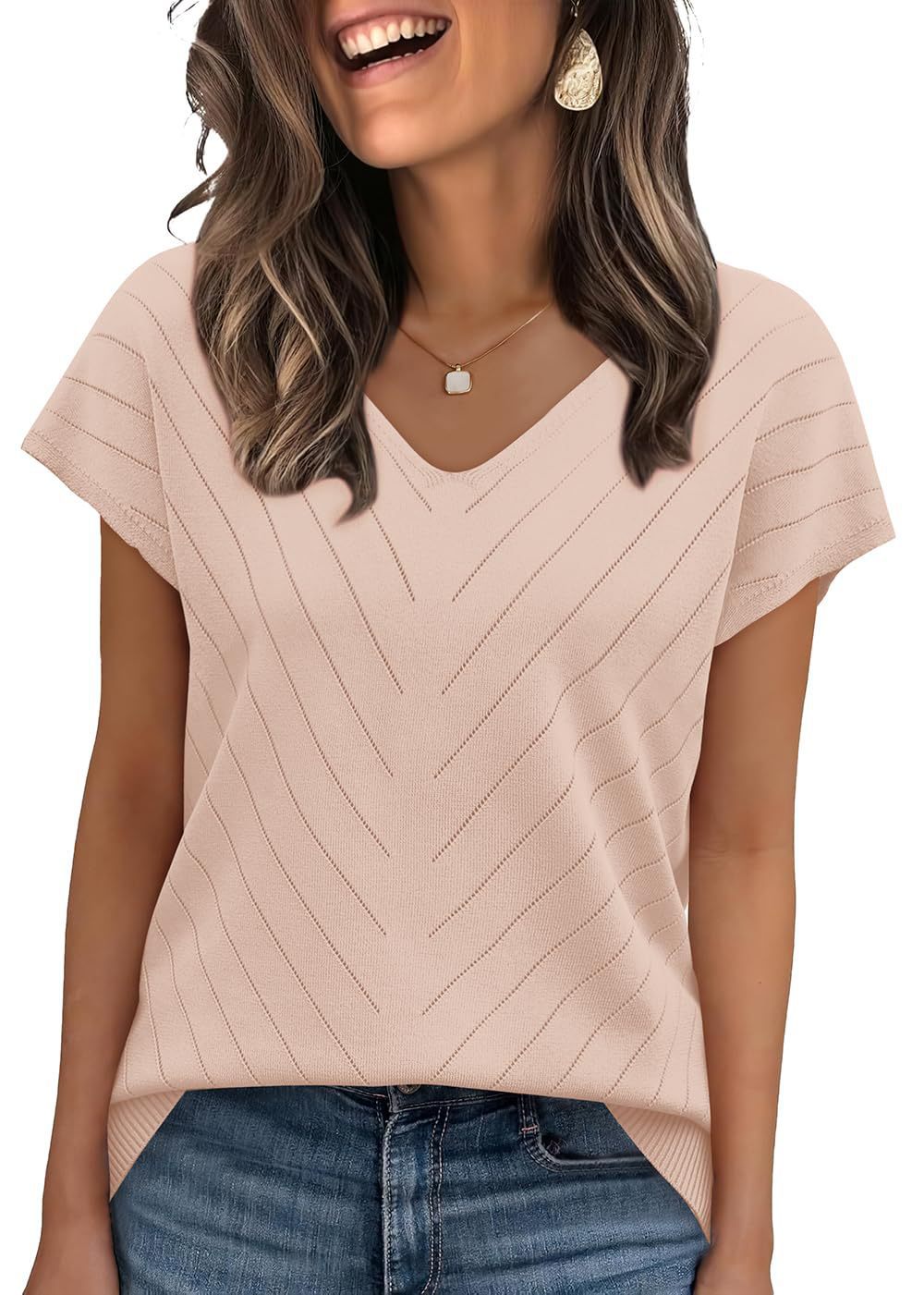 Sleeve Sweater V-Neck Trendy Cutout Casual Knitted Womens